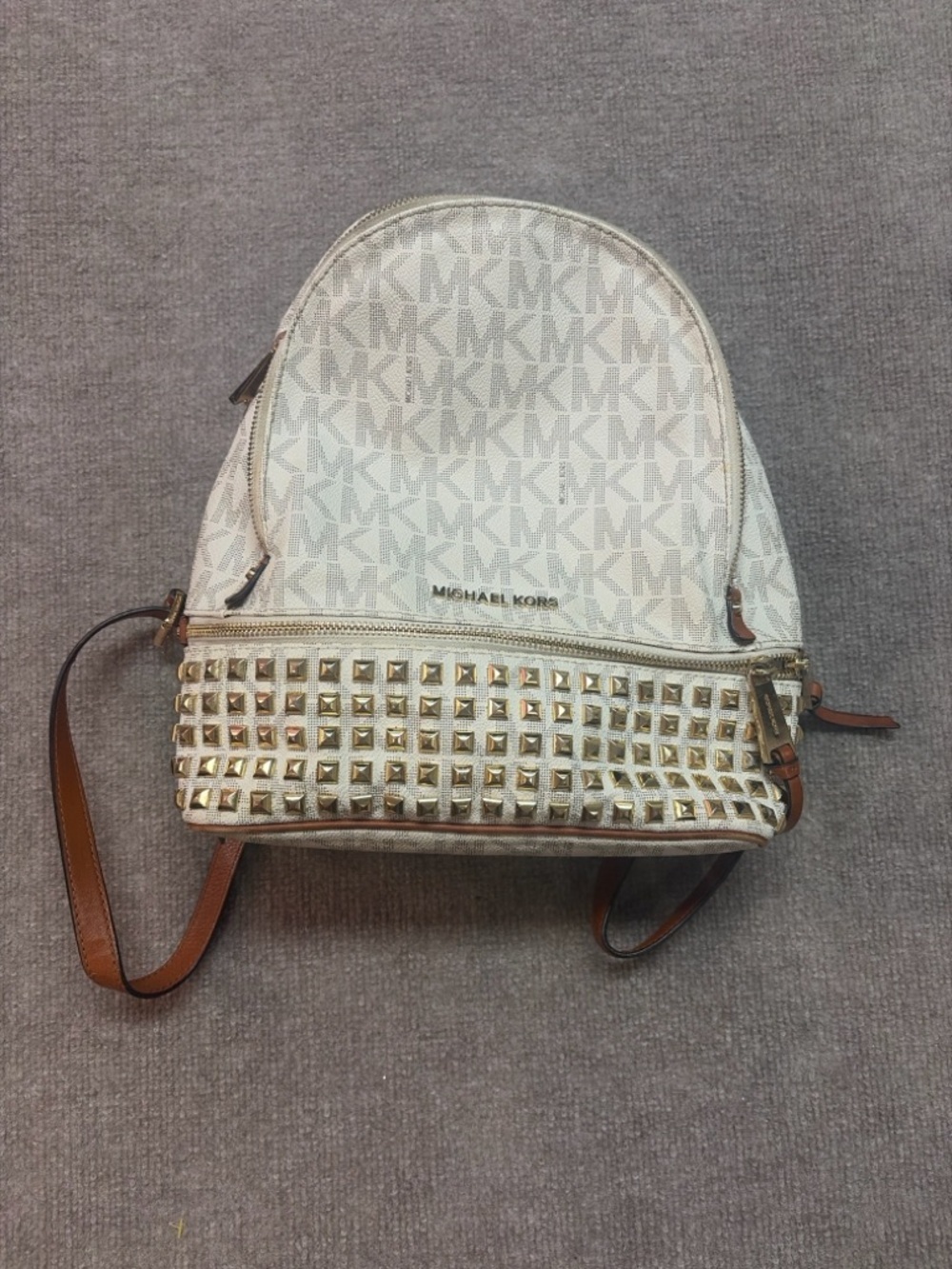 Michael Kors Studded Mini BackpackSignature Vanilla Gold Studs Small Backpack